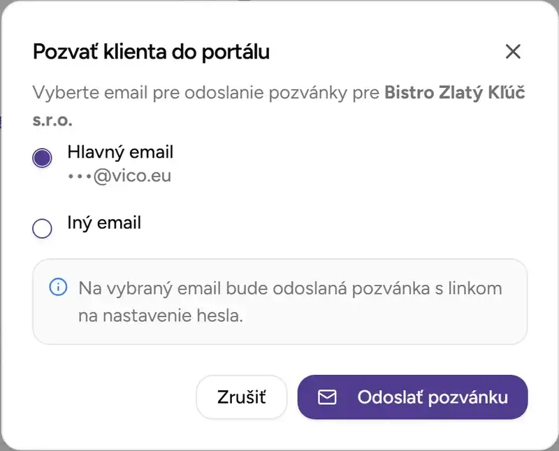 Dialóg pozvánky - Desktop
