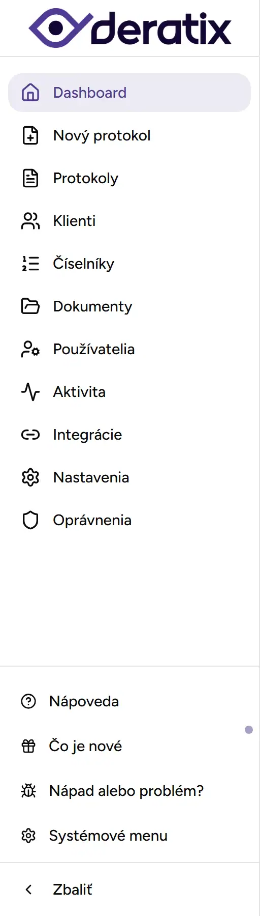 Bočný panel - Desktop