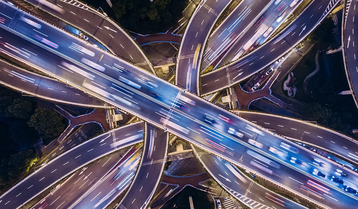 Aerial View Of Shanghai Highway At Night