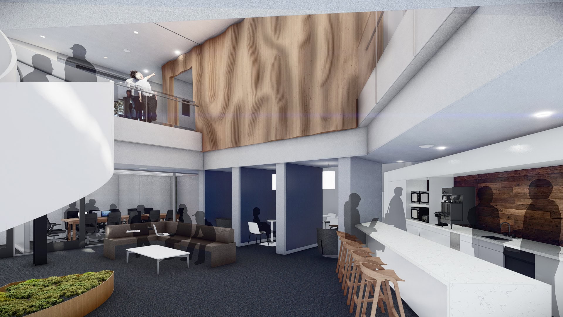 Rendering of the renovated Alumni Center's cafe
