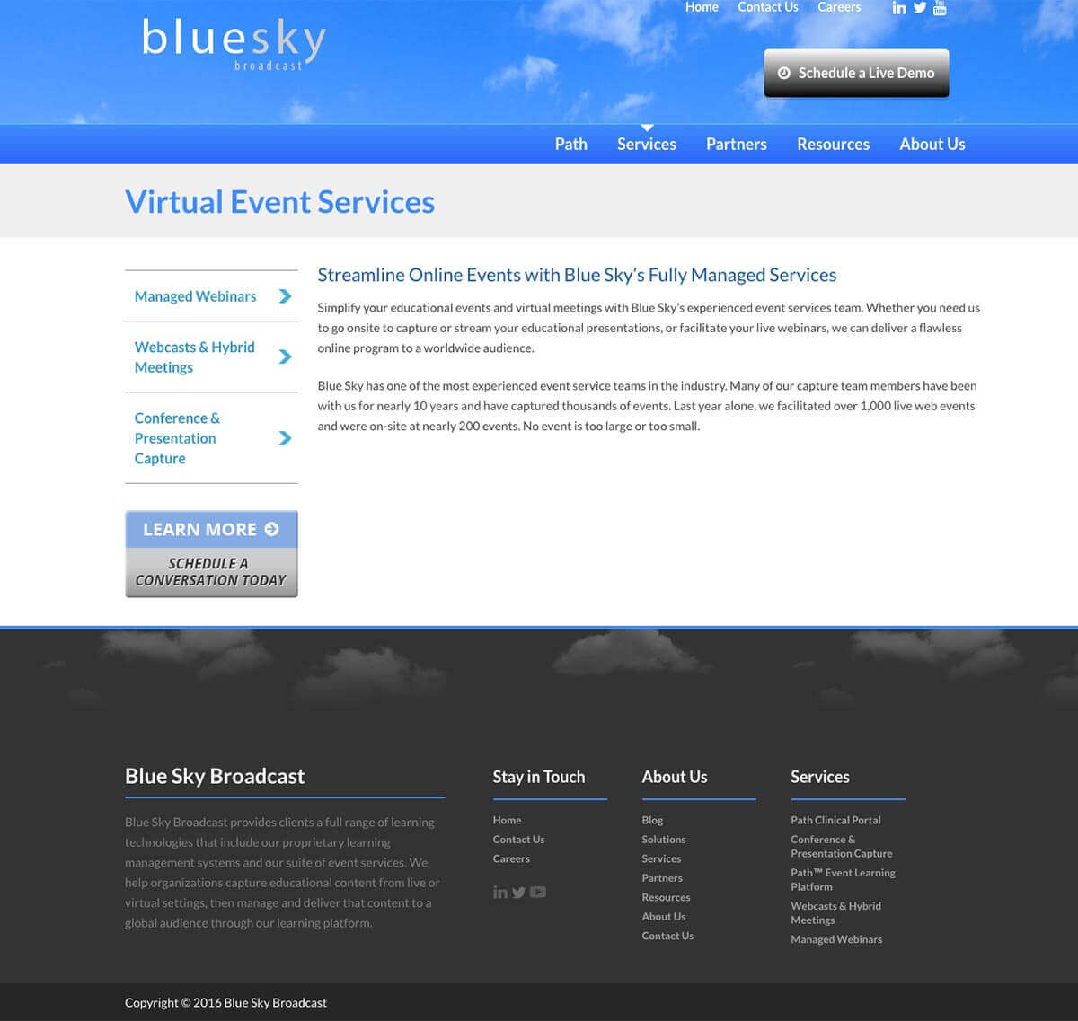 Blue Sky eLearn website before v4