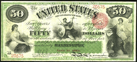 1863 Fifty Dollar Interest Bearing Notes 2yr