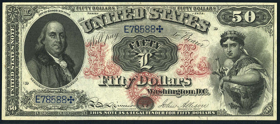 1875 Fifty Dollar Legal Tender Or United States Note