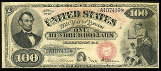 1878 One Hundred Dollar Legal Tender Or United States Note