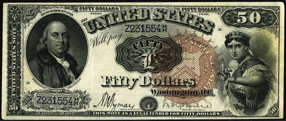 1880 Fifty Dollar Legal Tender Or United States Note
