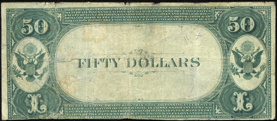 1882 \$50 Value Back - Back