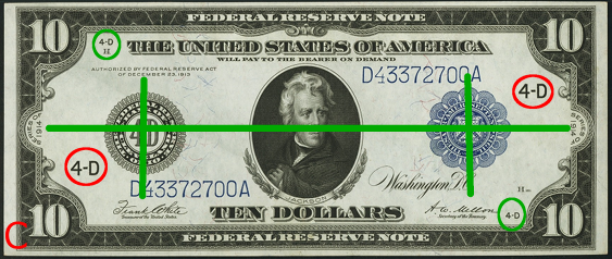 1914 Ten Dollar Federal Reserve Notes Blue Seal C