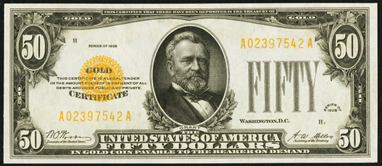 1928 Fifty Dollar Gold Certificate