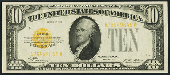 1928 Ten Dollar Gold Certificate