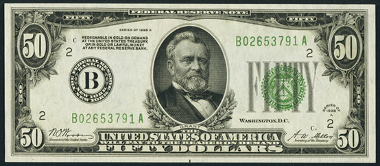 1928a Fifty Dollar Federal Reserve Note