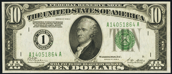 1928a Ten Dollar Federal Reserve Note