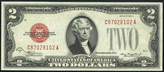 1928d Two Dollar Legal Tender Or United States Note