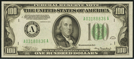 1934 One Hundred Dollar Federal Reserve Note