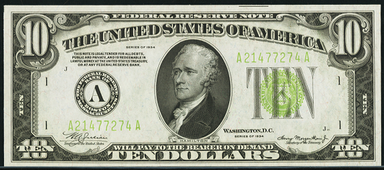 1934 Ten Dollar Federal Reserve Note