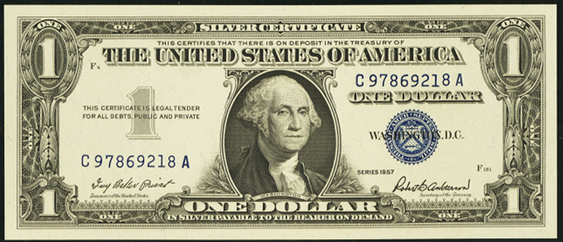 1957 One Dollar Silver Certificate