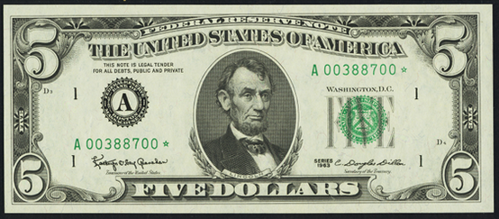 1985 Five Dollar Federal Reserve Note