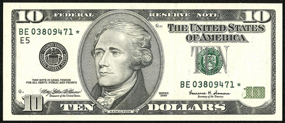 2001 Ten Dollar Federal Reserve Note