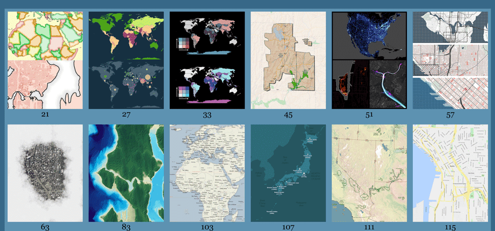 A sampling of maps users can create from the recipes offered in QGIS Map Design, 2nd edition.