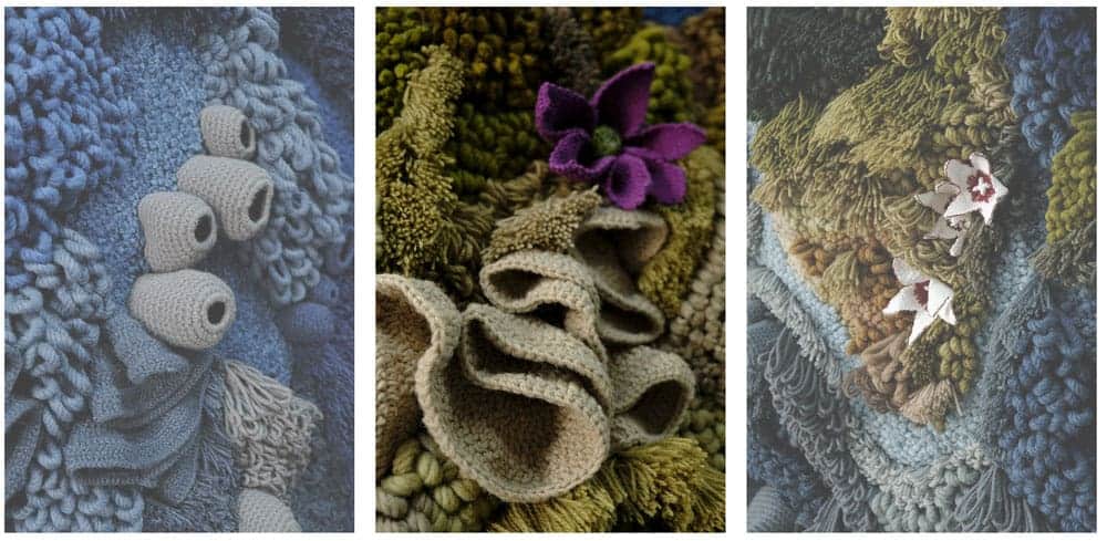 Over 18 lbs. of jute and cotton fabric and 93 lbs. of recycled wool were used in the tapestry. Images: Barragão, 2019