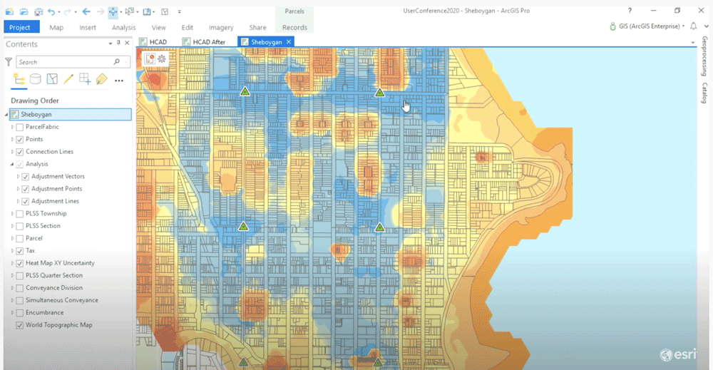Blue are areas of high spatial accuracy while orange areas are less spatially accurate.