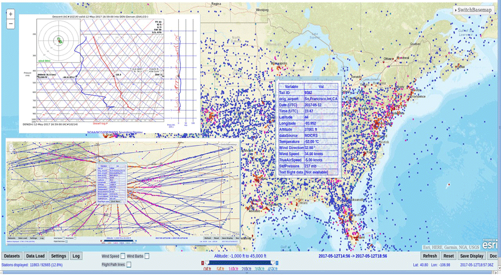 Interactive map showing Aircraft Based Observations (ABO) that are used by NOAA to improve weather prediction models.