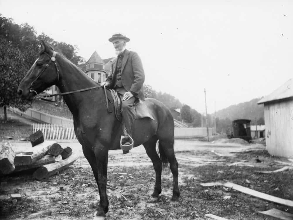 A photo of Captain W.D. Thurmond on a horse. Date unknown.