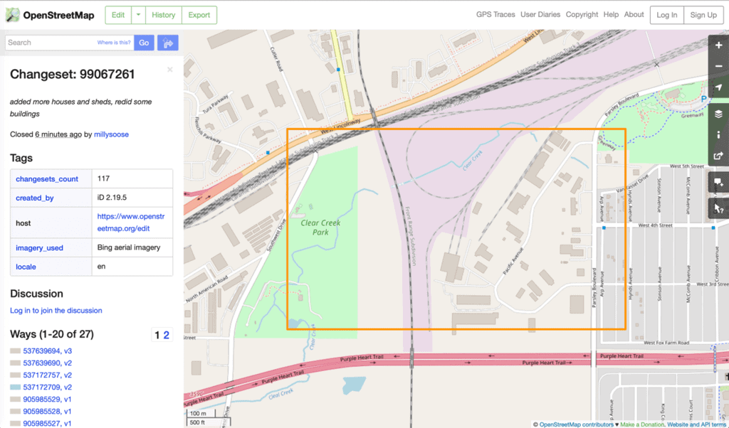 OpenStreetMap relies on contributions from thousands of volunteers to contribute and edit GIS data. Screenshot taken 10-Feb-2021.