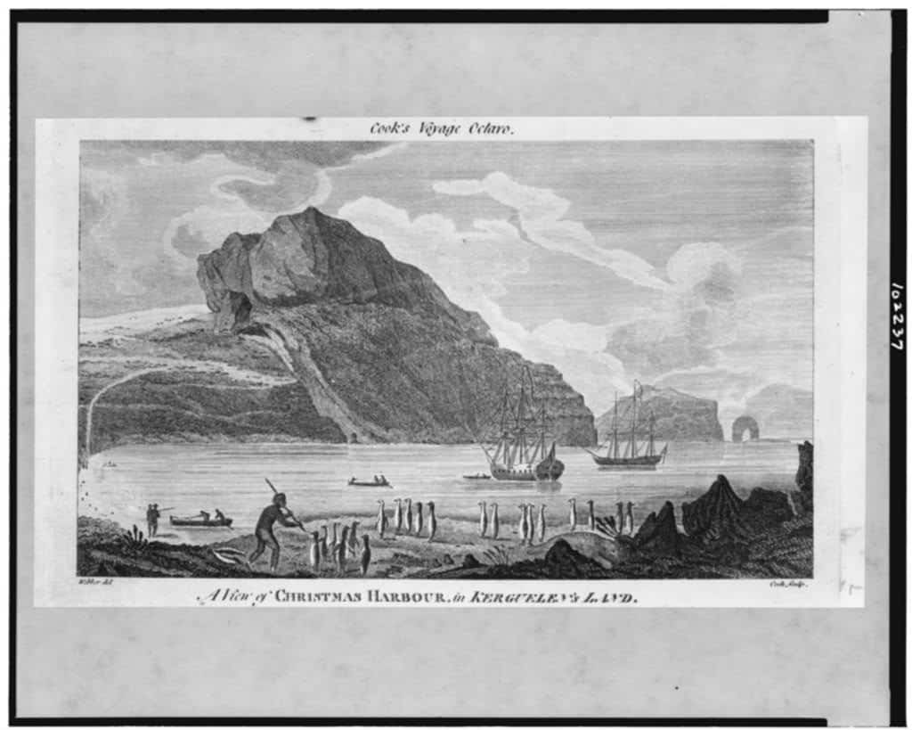 A View of Christmas Harbour, in Kerguelen's Land. Drawing from a Book on Cook's adventures, created between 1770 and 1880. Library of Congress