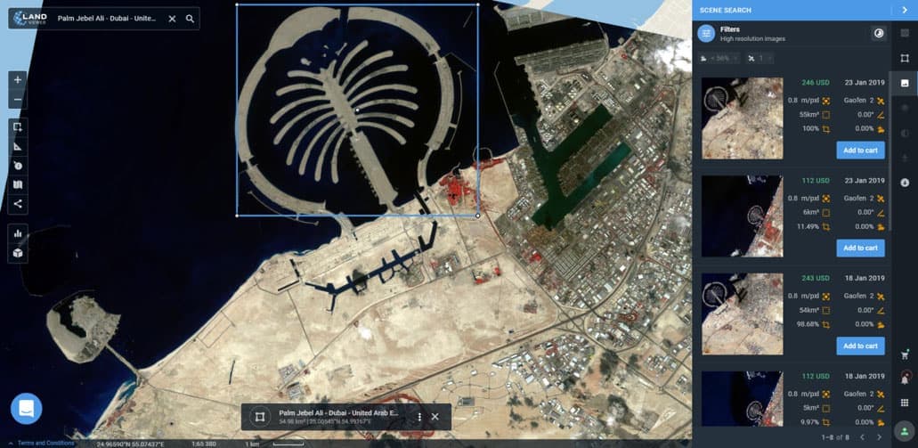Preview of GAOFEN 2 image collected over Palm Jebel Ali in Dubai, UAE.
