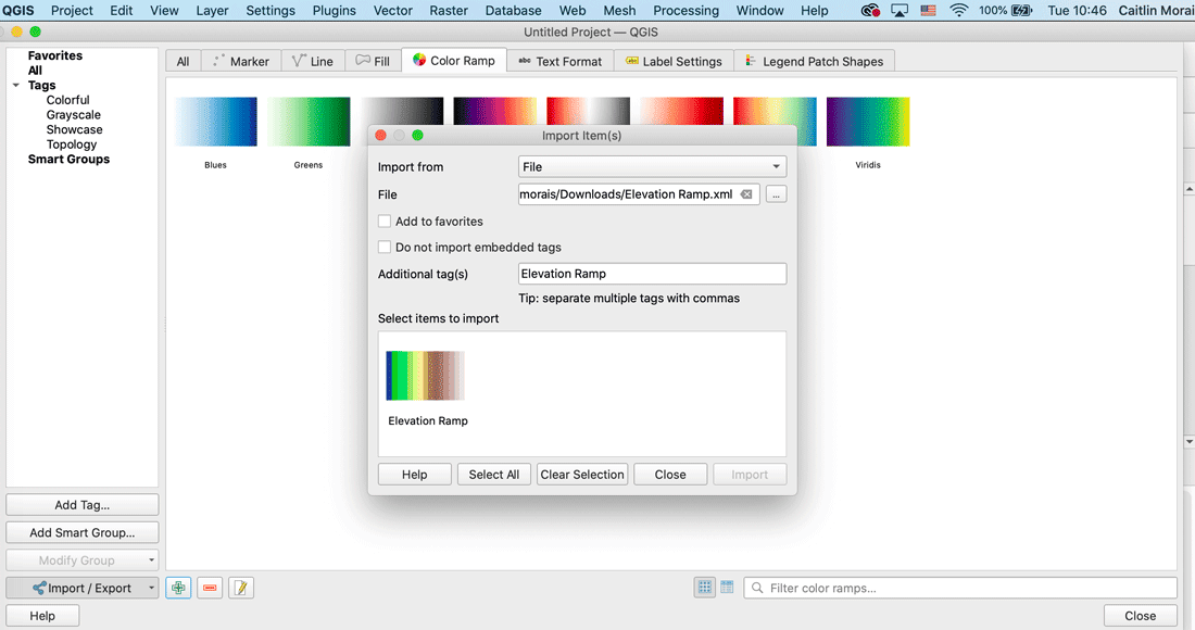 Import QGIS style files using the Style Manager.