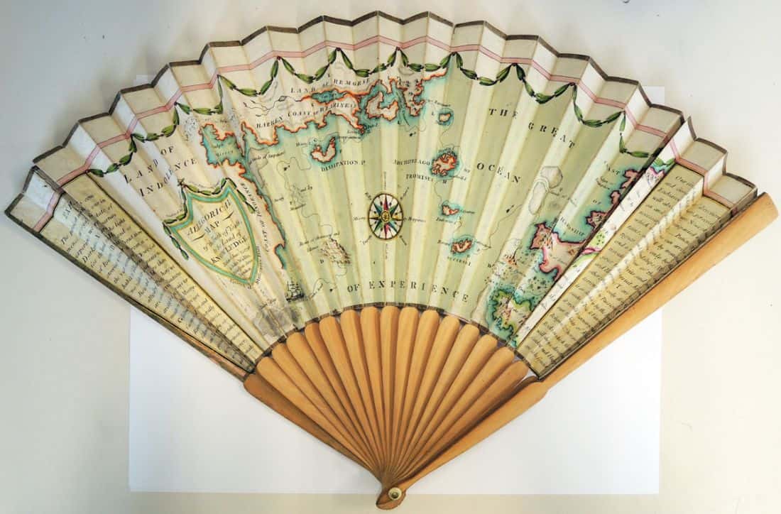18th century fan map: Allegorical Map of the Track of Youth, to the Land of Knowledge. London: John Wallis.