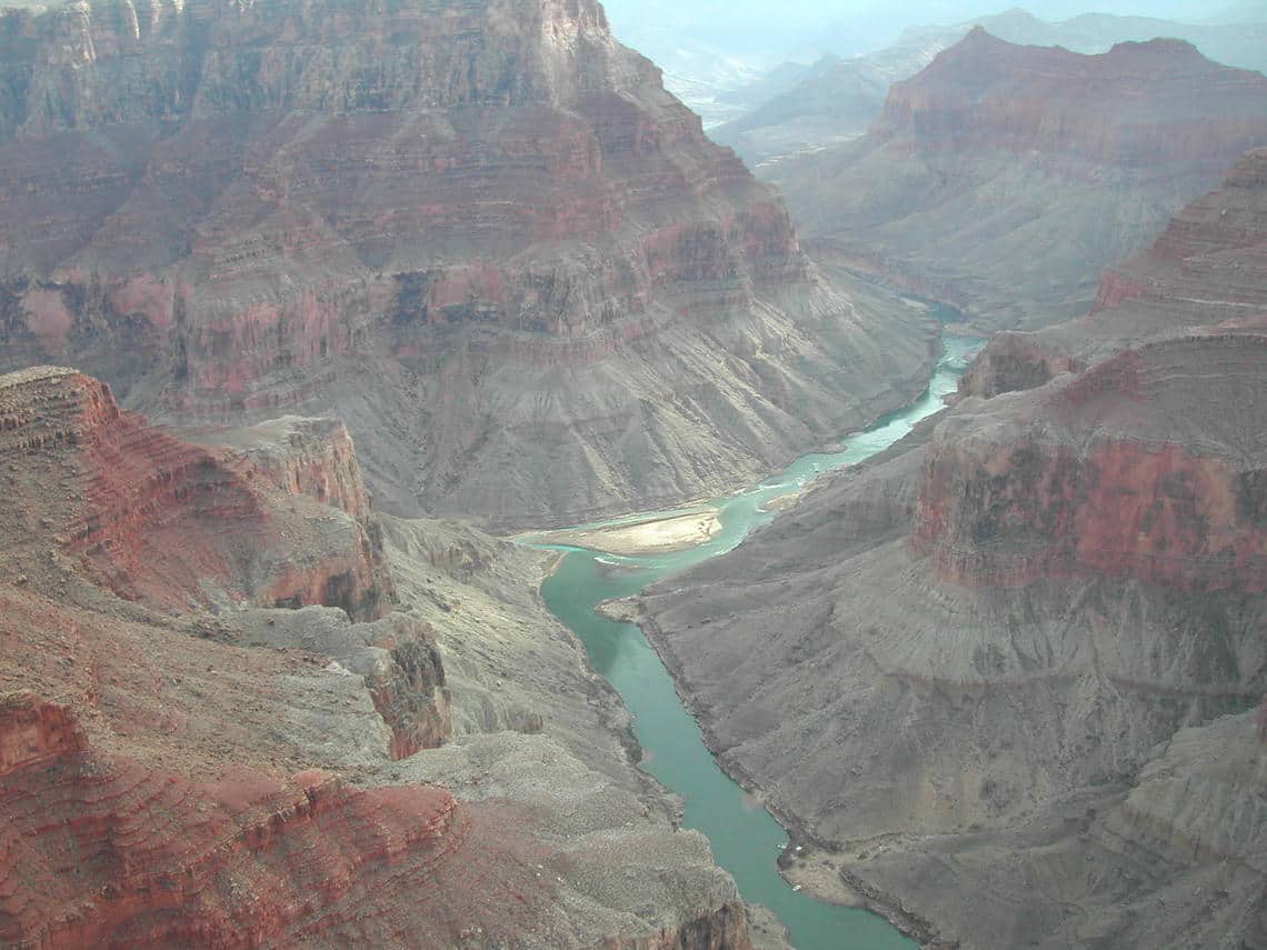 View of Colorado River confluence with the Little Colorado River taken from the rim of Marble Canyon