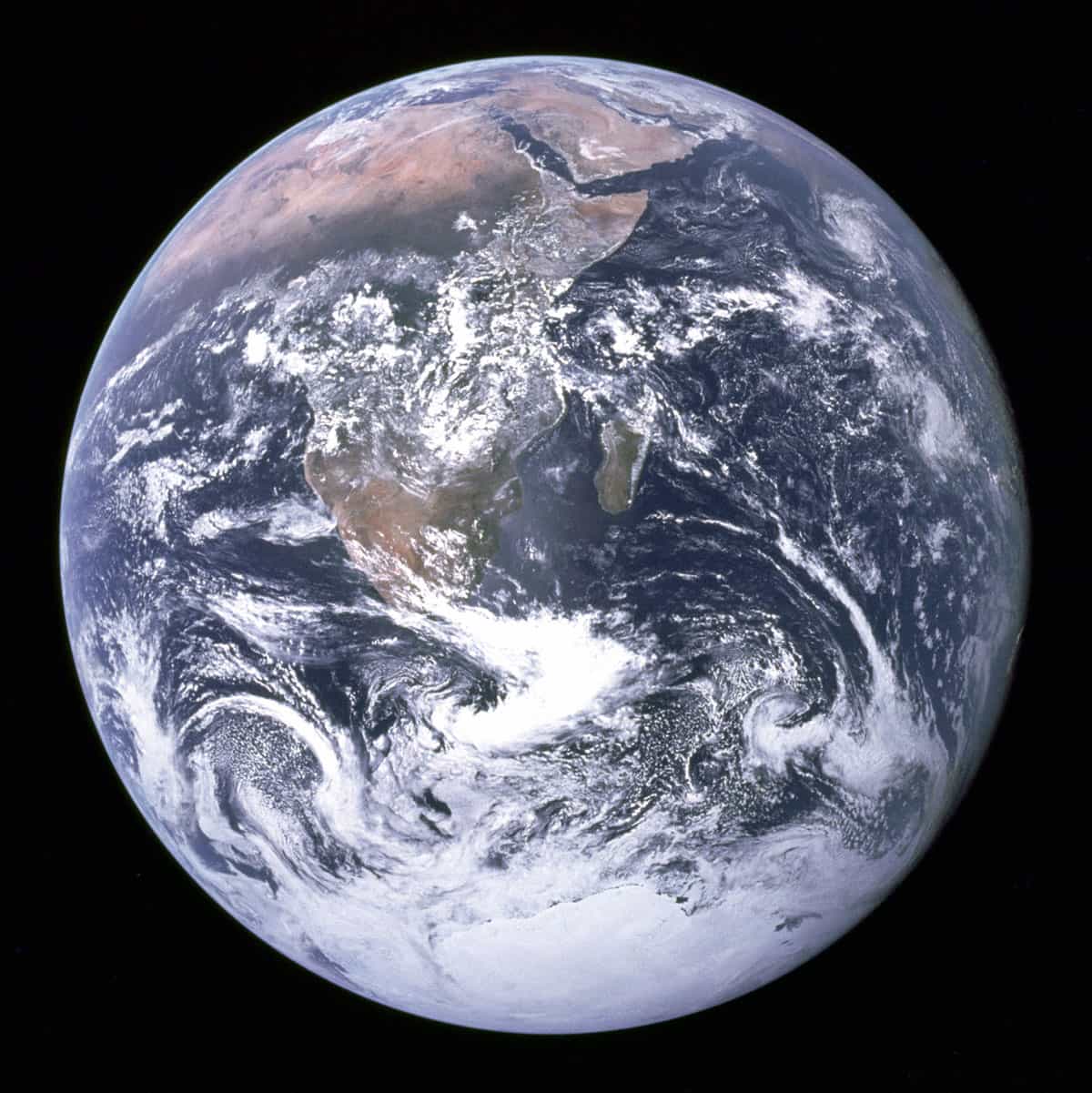Photograph of the Earth captured by astronauts onboard Apollo 17 as they traveled to the moon on Dec. 7, 1972. Image: NASA