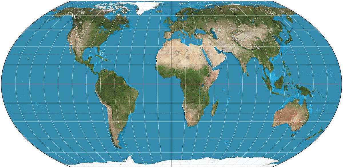 Equal Earth map projection with a natural earth shading. Map: Strebe, CC BY-SA 4.0