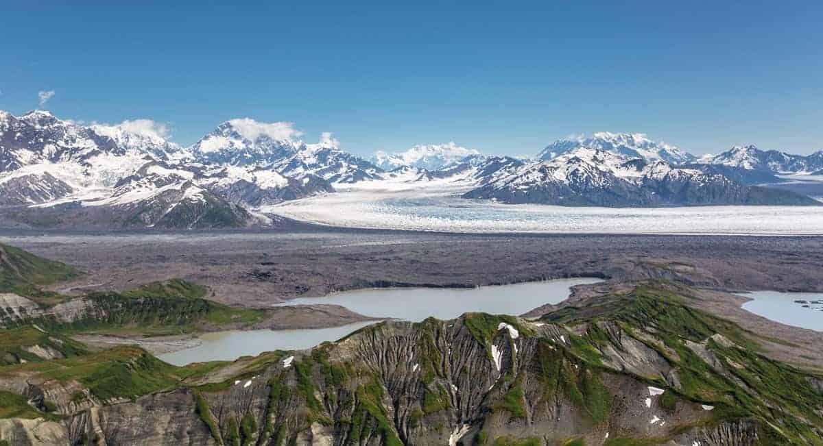 St Elias Mountains, Agassiz Lakes, Libby Glacier and Agassiz Glacier Confluence. Photo: NPS / J. Frank, public domain.