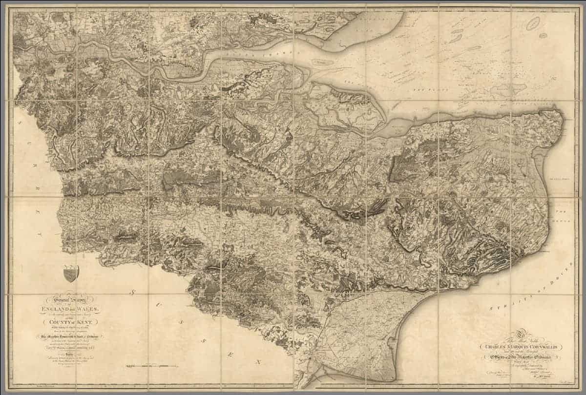 Map: "The County of Kent, with part of the County of Essex" via the David Rumsey Map Collection.