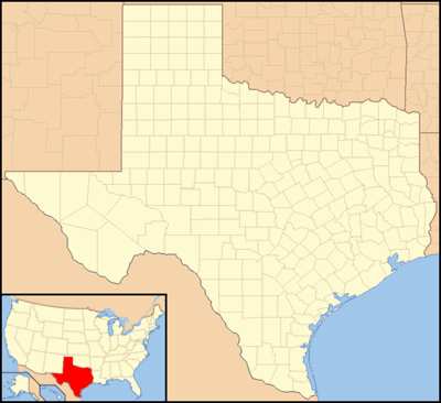 Locator map for Texas. Map: Ruhrfisch and Appraiser, GNU Free Documentation License