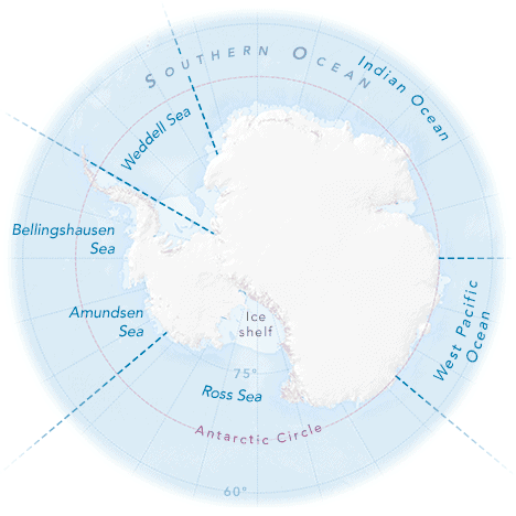 Map of Antarctica by NASA.