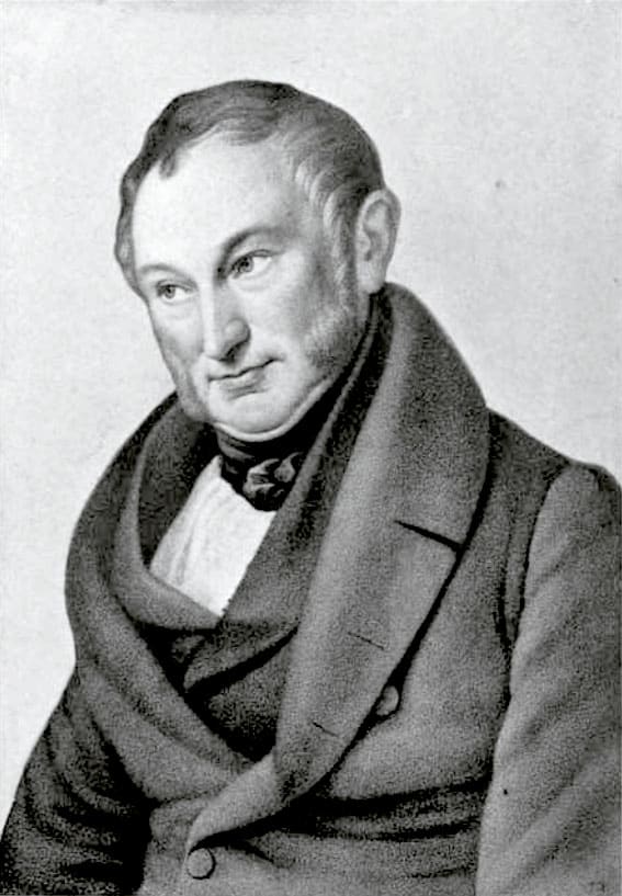 Portrait of J. H. von Thünen by Wilhelm Ternite. Black and white photograph of the painting. The original portrait hangs in the Thünen-Museum-Tellow in Mecklenberg, Germany