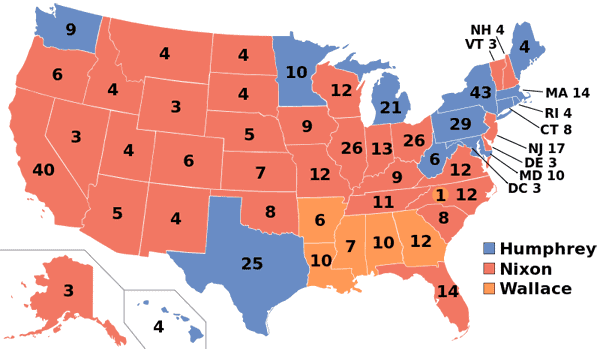 1968 presidential election map.
