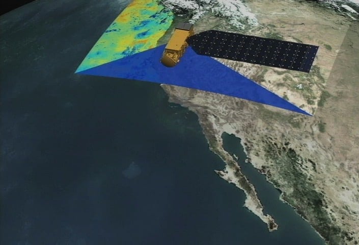 Data can be remotely sensed using satellites and airplanes. Image: NASA, public domain