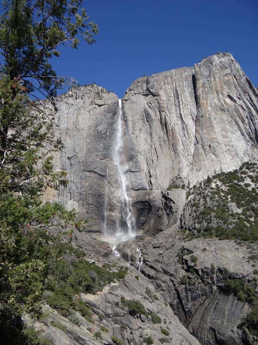 National Parks like Yosemite offer stunning views. Upper Yosemite Falls has a total plunge of 1,430 ft (440 m). Yosemite Falls is one of the most famous waterfalls within Yosemite National Park. Photo: Alex Demas, USGS. Public domain.