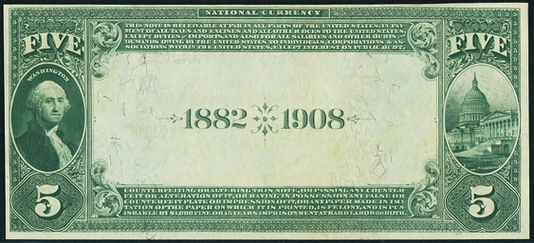 1882 \$5 Date Back - Back