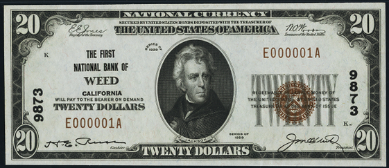1929 \$20 Type 1 - Front