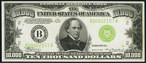 1934 Ten Thousand Dollar Federal Reserve Note