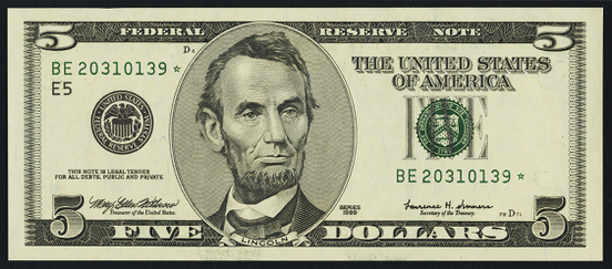 2003 Five Dollar Federal Reserve Note