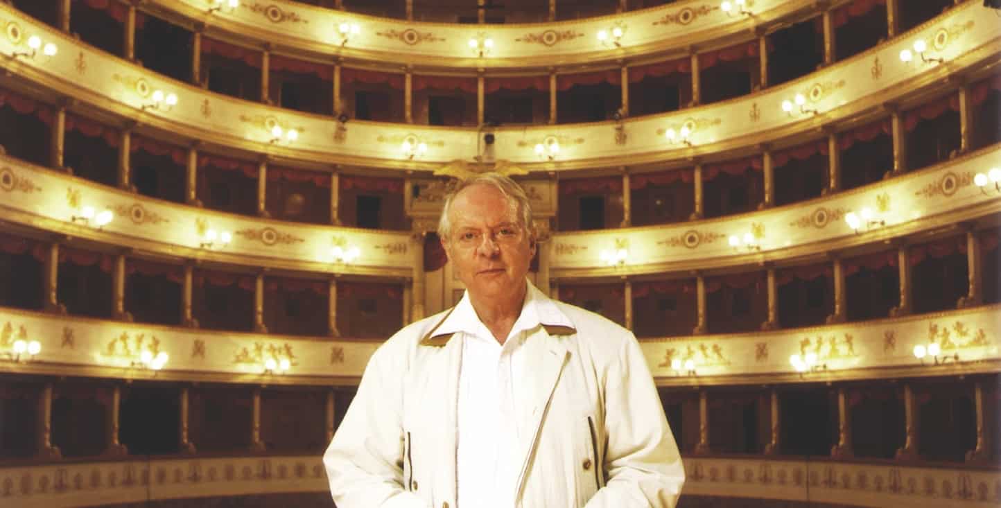 Karlheinz Stockhausen. Foto: Rolando Paolo Guerzoni | Karlheinz Stockhausen 2003 im Teatro Comunale di Modena