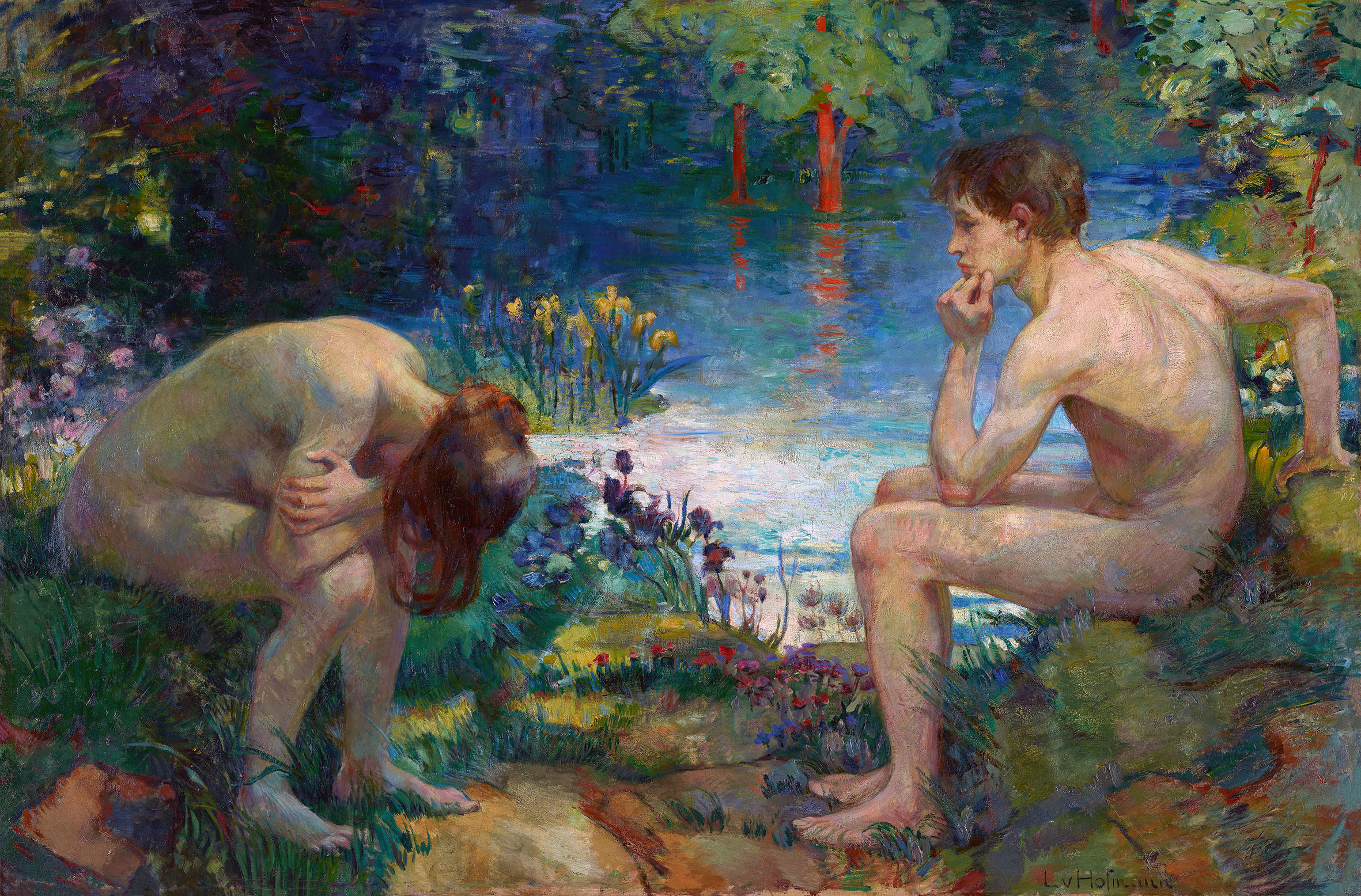 Ludwig von Hofmann: Das verlorene Paradies (Adam und Eva), 1893. Hessisches Landesmuseum Darmstadt. Foto: Linda Breitet