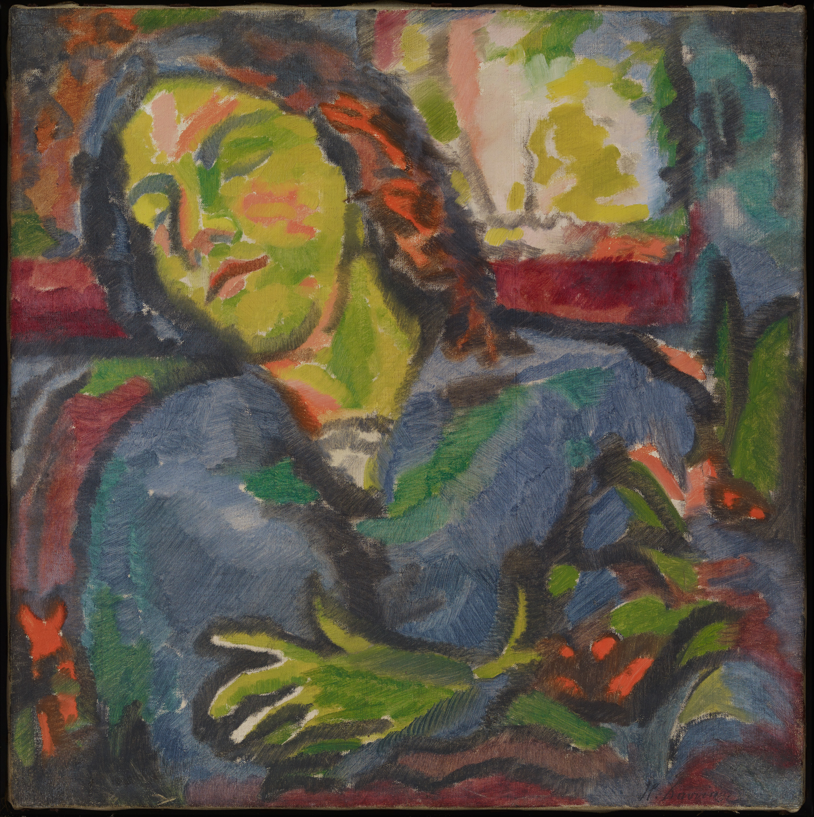 Heinrich Maria Davringhausen: Porträt der Schwester Maria schlafend, um 1916
