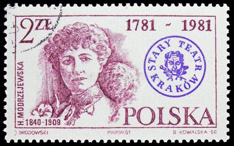 helena modrzejewska actress old theater cracow serie circa moscow russia november postage stamp printed poland shows 236215339